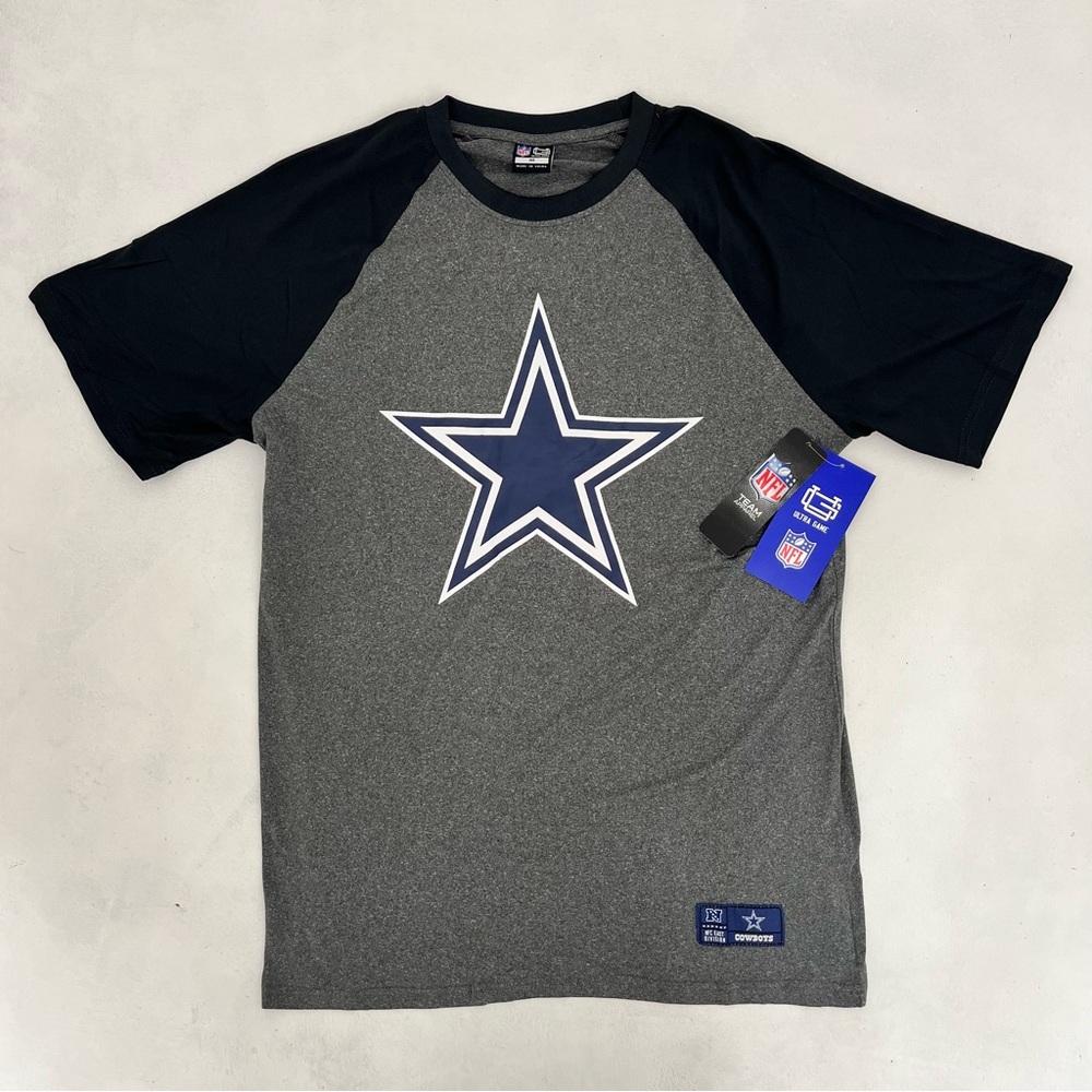 NFL Ultra Game‎ Mens Medium T-Shirt Black Gray Dallas Cowboys Short Sleeve NWT